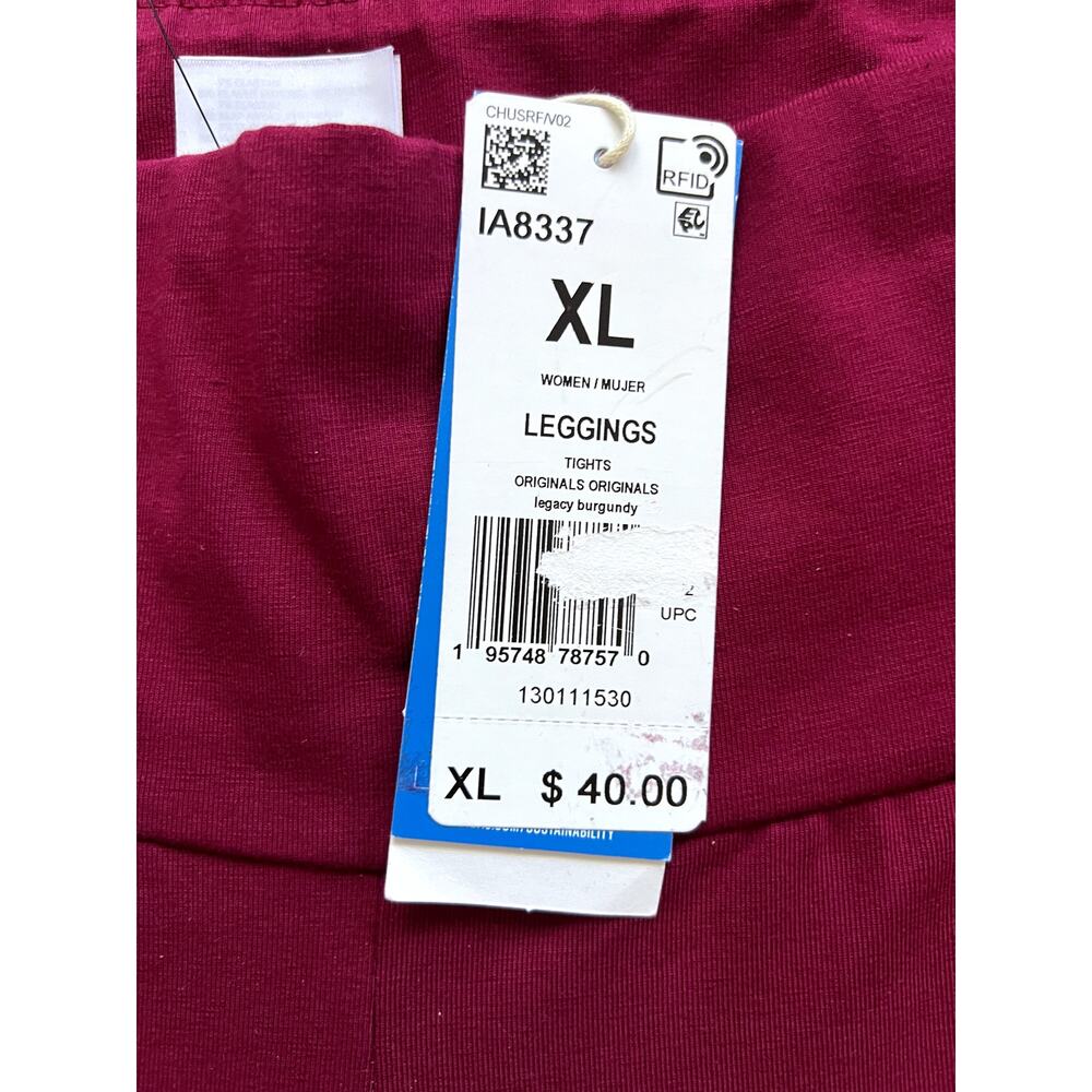 Adidas women XL leggings legacy burgundy new with tags - Picture 3 of 4